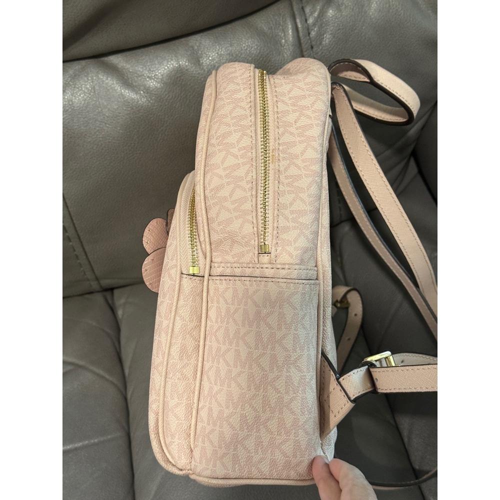 Michael Kors Abbey Pink Signature 3D Floral Applique Backpack Gold Hardware - Picture 4 of 9